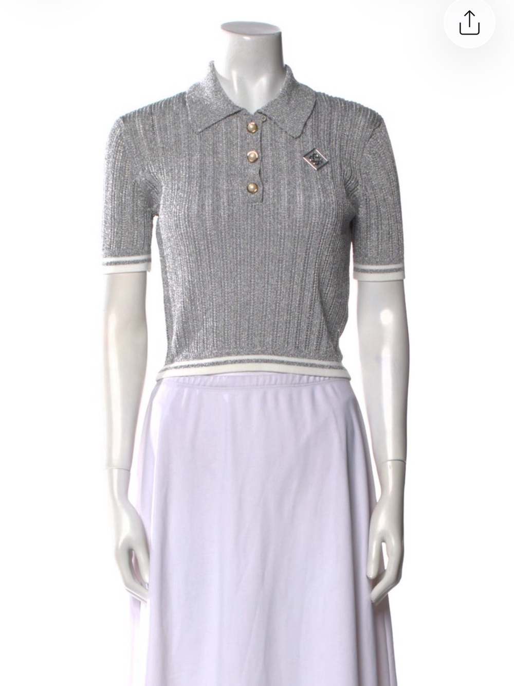 Women’s  Short-Sleeve Knit Polo in Heather Gray